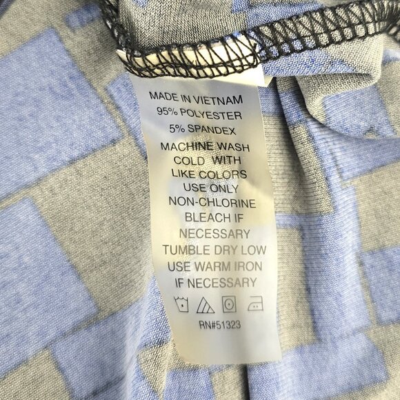 Chaus New York Scoop Neck 3/4 Sleeve Round Hem Printed Top Blue Black XL - Picture 4 of 6